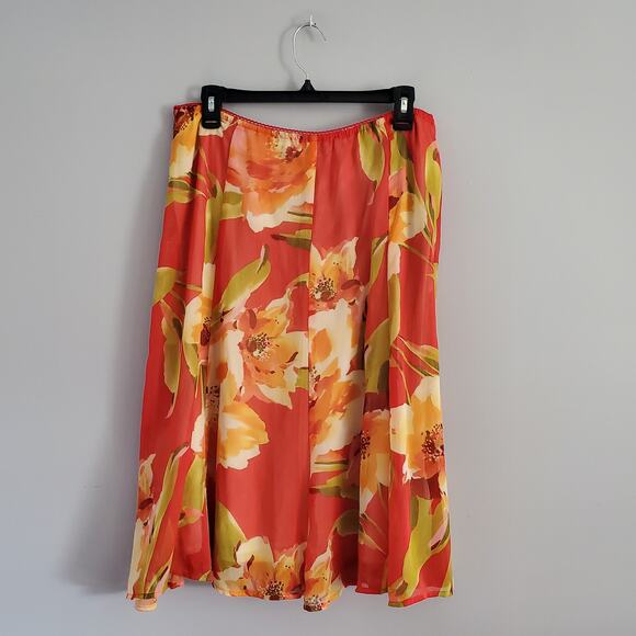 Convington Bright Floral Flowy Midi Maxi Skirt L - Picture 2 of 6